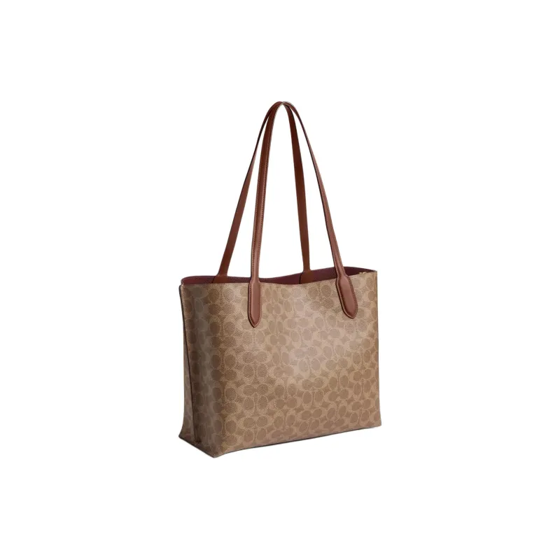 COACH PEANUTS Snoopy, Collaboration Willow Leather Tote Bag, Shopping Bag, Handbag, Shoulder Bag Tubas Women's Brown-1