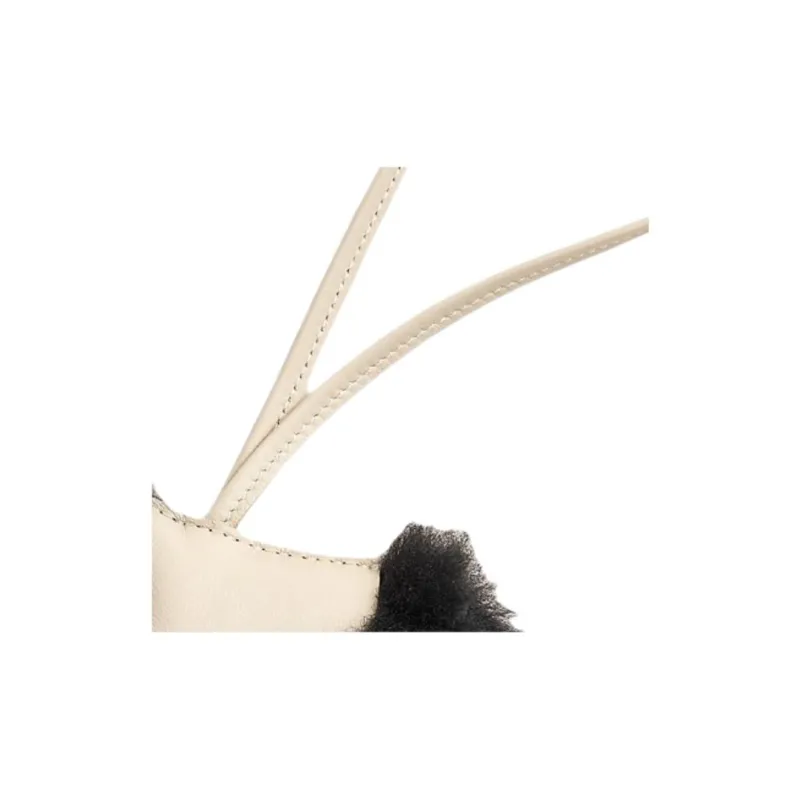 HERMES Sheepskin Bag Charm Bag Accessory Women's Black & Chalk White-3