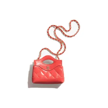 CHANEL Bright Lambskin Handbag, Shoulder Bag, Crossbody Bag Women's Rouge Red