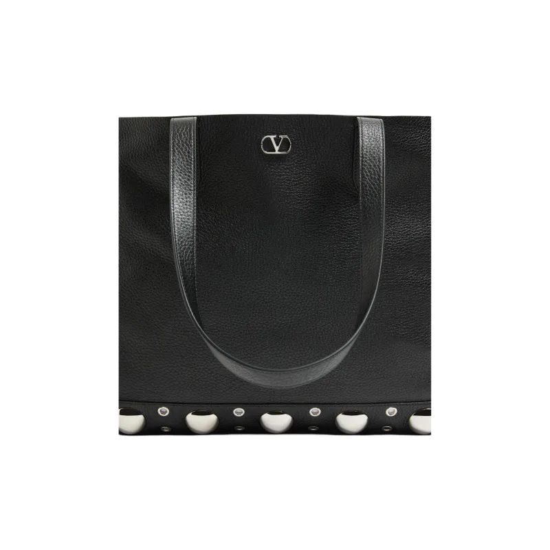 Valentino Calfskin Tote Bag, Shopping Bag, Handbag, Shoulder Bag Tubas Men's Black-5