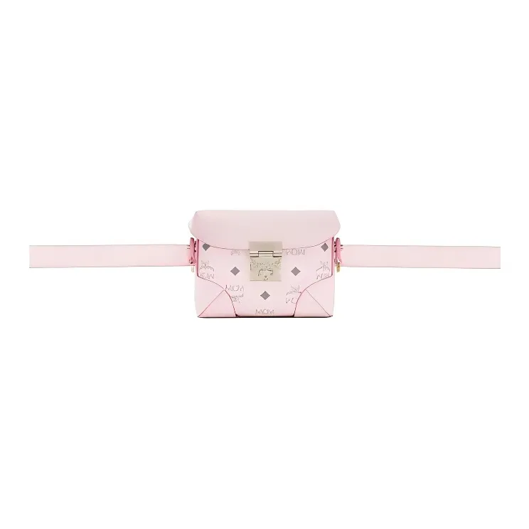 MCM Soft Berlin Visetos Leather Small Box Bag, Crossbody Fanny Pack Women's Pink-1
