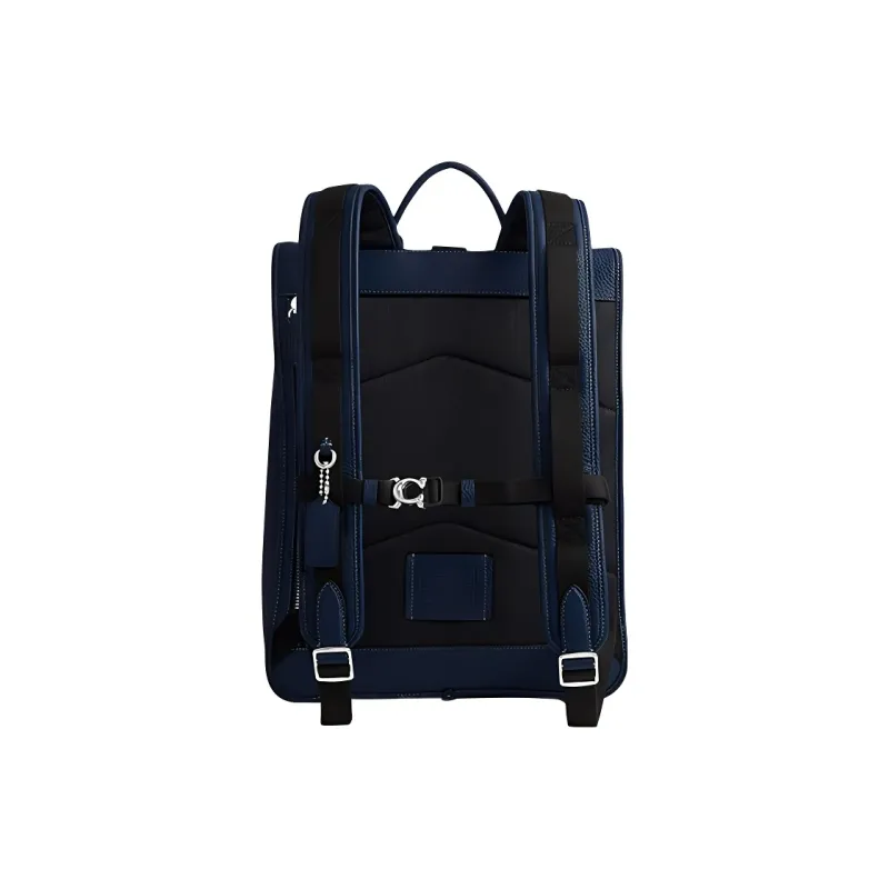 COACH Pebbled Leather Backpack Tubas Men's Marine Blue-2