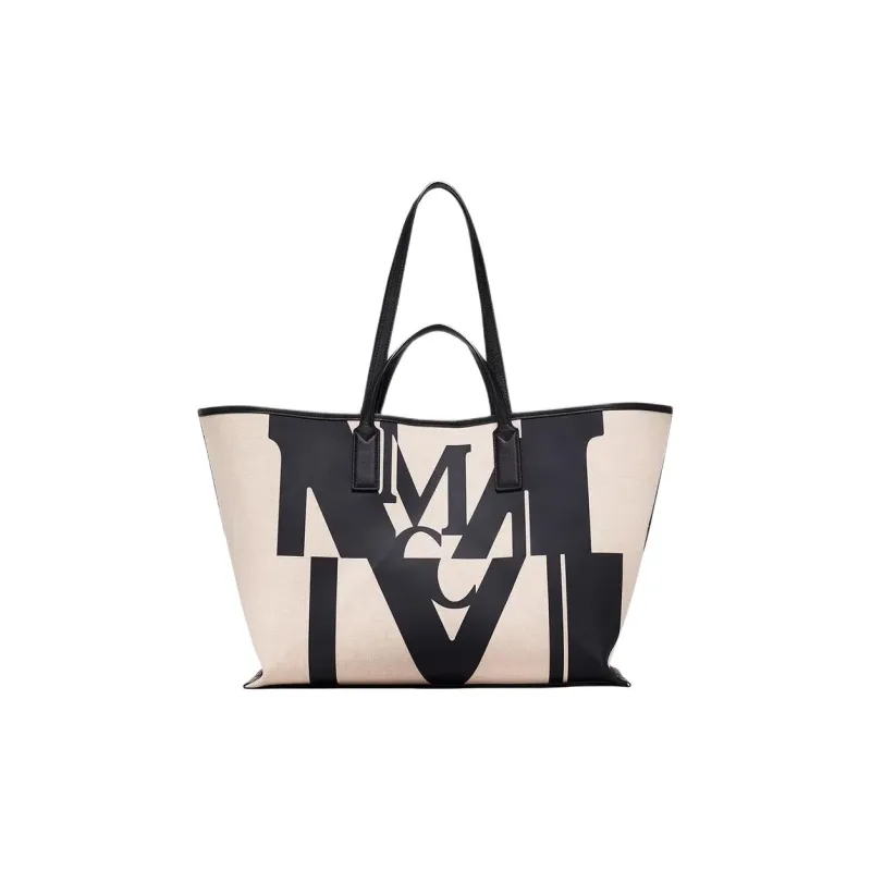MCM Canvas Shopping Bag, Tote, Handbag, Shoulder Bag Medium Size Women's Black-0