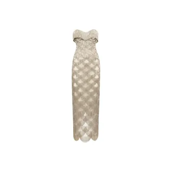 Oscar De La Renta Chain-fringed Strapless Maxi Dress