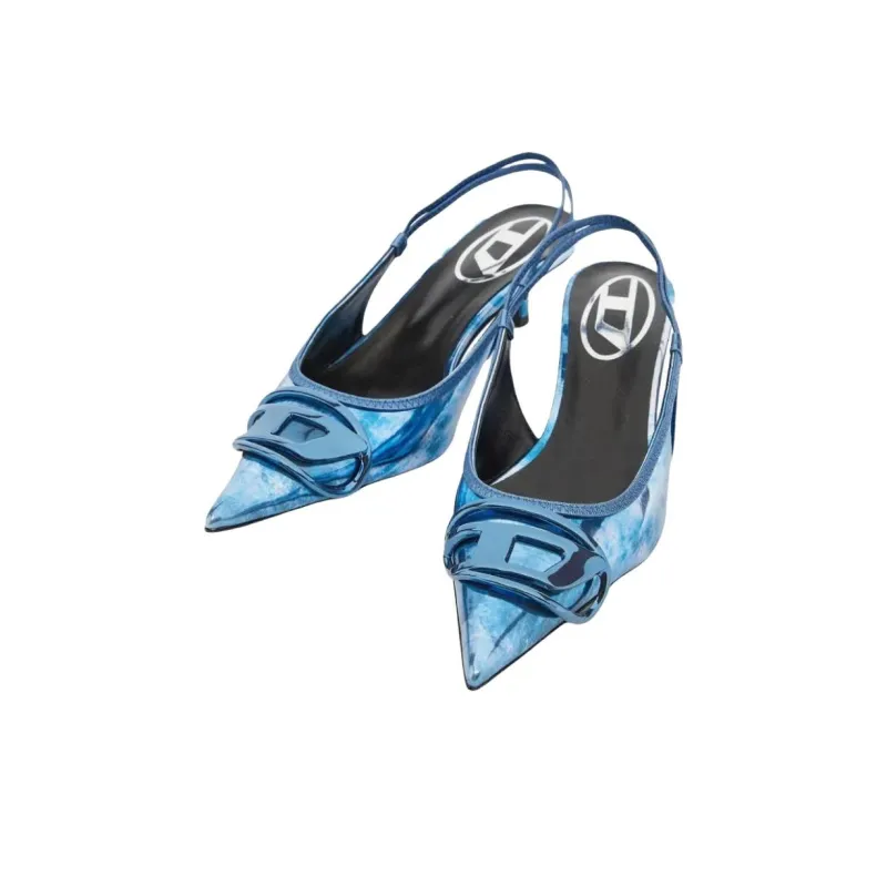 DIESEL D Venus Slim Heel High Heels 4cm Women's Blue-4