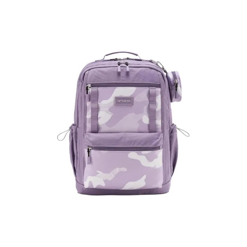 SAMSONITE Fabric Backpack Medium Size Unisex Purple Camouflage-0