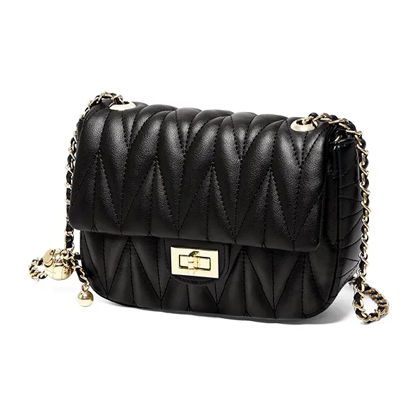 Narandu Cow Leather One Shoulder Chain Bag, Small Square Bag Trumpets Women's Black/Ecru-9