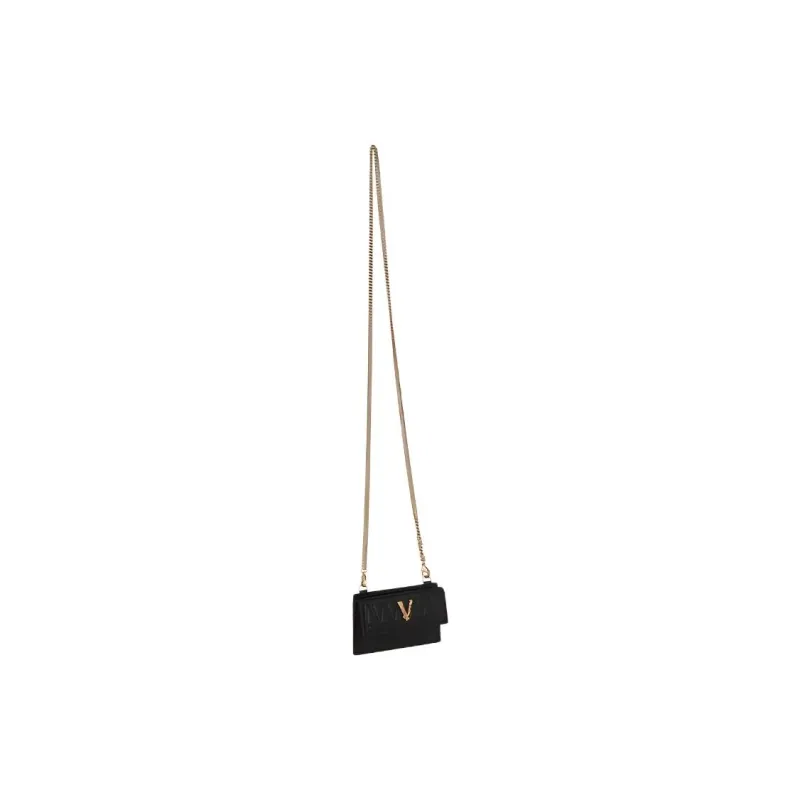 VERSACE Virtus Leather Crossbody Bag, Card Holder Women's Black-1