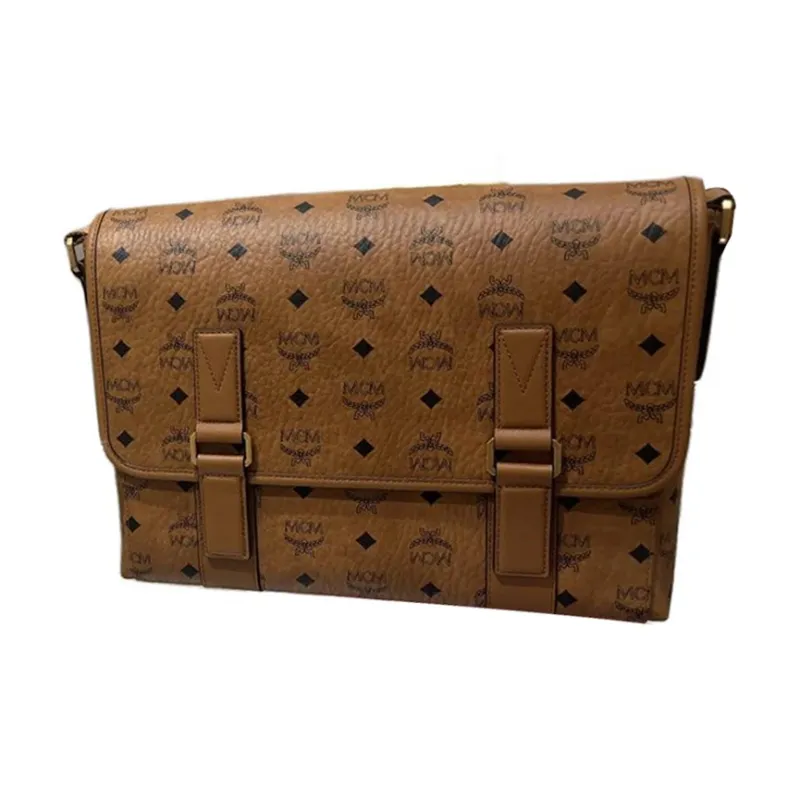 MCM Aren Canvas Crossbody Bag, Shoulder Bag Medium Size Women's Cognac Brandy-0