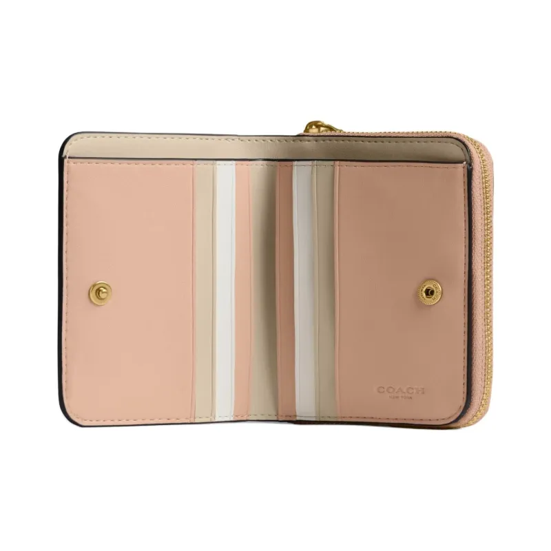 COACH BILLFOLD Polished Pebble Grained Texture Leather Wallet Mini Women's Pink-2