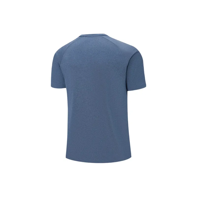 XTEP Comprehensive Training Short Sleeved T Shirt Men's Autumn Eggplant Blue-1