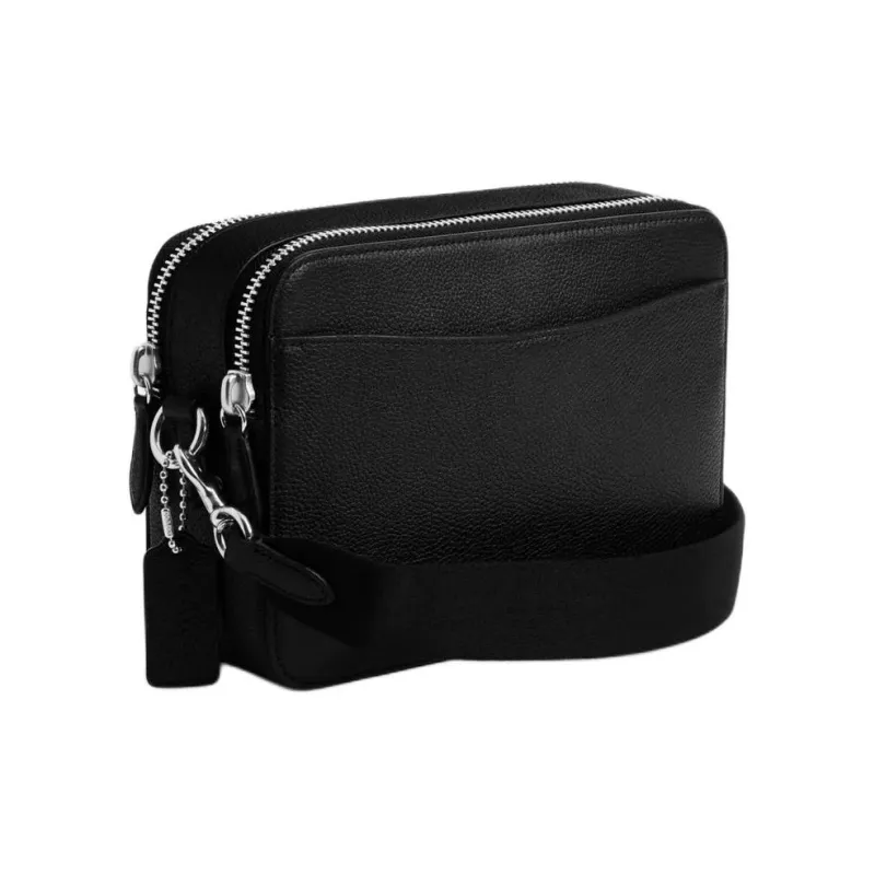 COACH Charter Leather Crossbody Bag, Shoulder Bag Medium Size Women's Black-1