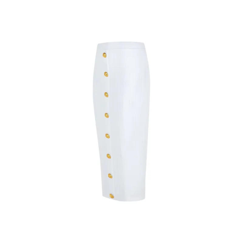 BALMAIN Knit Long Skirt Women's White-2