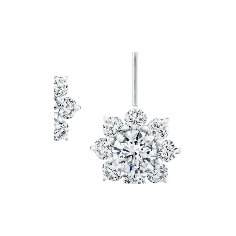 HARRY WINSTON Platinum Earrings Women's Silver-2