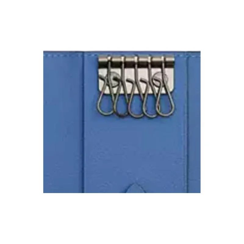 COACH Leather Key Pouch Mini Unisex Blue-3