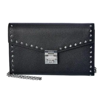 MCM Patricia Visetos Leather Envelope Bag, Handheld Bag, Shoulder Bag, Crossbody Bag Women's Black