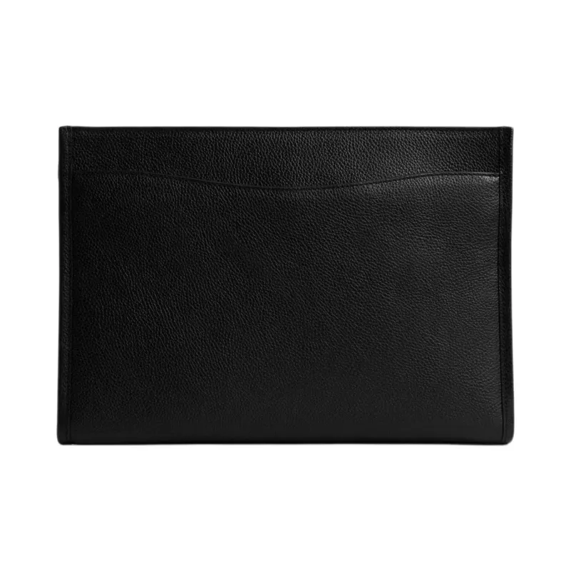 COACH Charter Pebbled Leather Clutch Tubas Men's Black-1