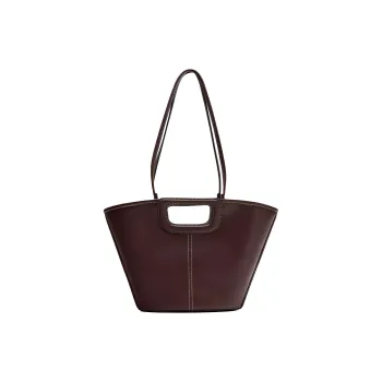 ZARA PU Tote Bag, Shopping Bag, Shoulder Bag Large Size Women's Dark Red Color