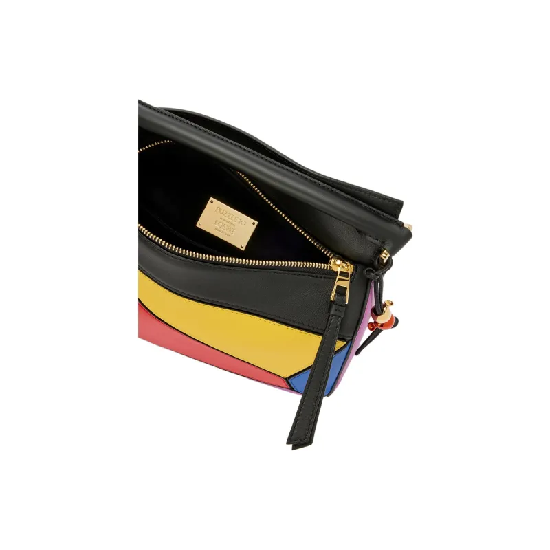 LOEWE Puzzle Classic Cow Leather Shoulder Bag, Crossbody Bag, Handbag Trumpets Women's Red & Yellow & Purple-5