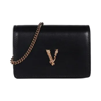 FANSIZHE Virtus Leather Coin Purse Crossbody Bag Shoulder Bag Women's Black