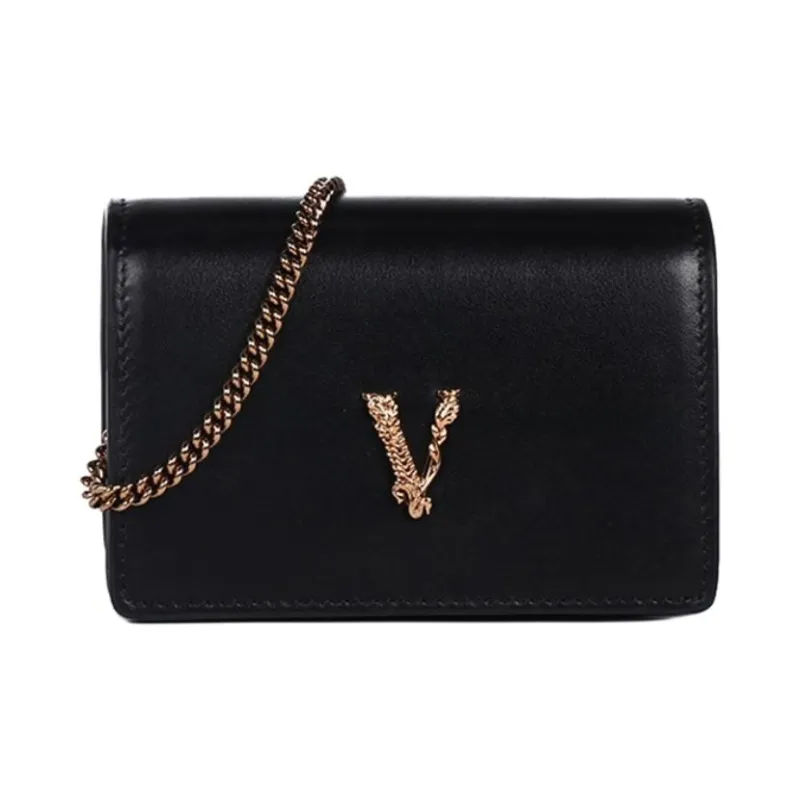 FANSIZHE Virtus Leather Coin Purse Crossbody Bag Shoulder Bag Women's Black-0