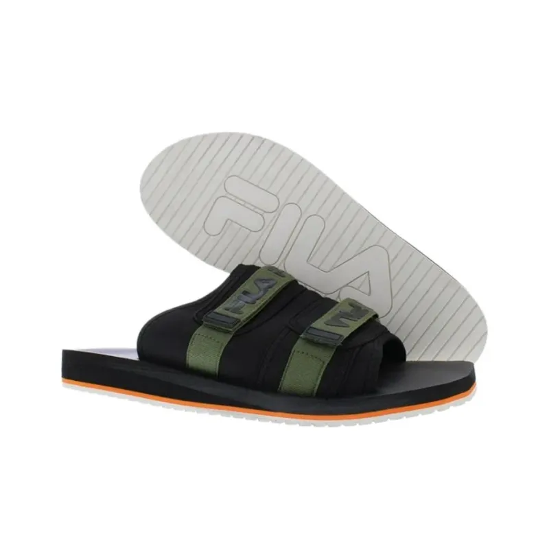 FILA Utility Slip Resistant Abrasion Resistant Slide Slippers Men's Black-3