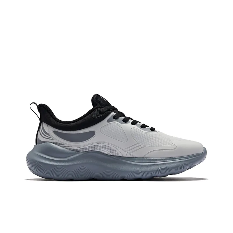 Erke Cushioning, Rebound, Slip Resistant Low Top City Commute Running Shoes Men's White Dew Gray Jet Black-1