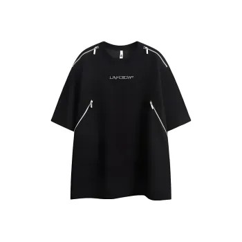 TONYBEAR Casual Fashion Trend Premium Texture Black White Color Scheme Print Elbow Length Sleeved Men's
