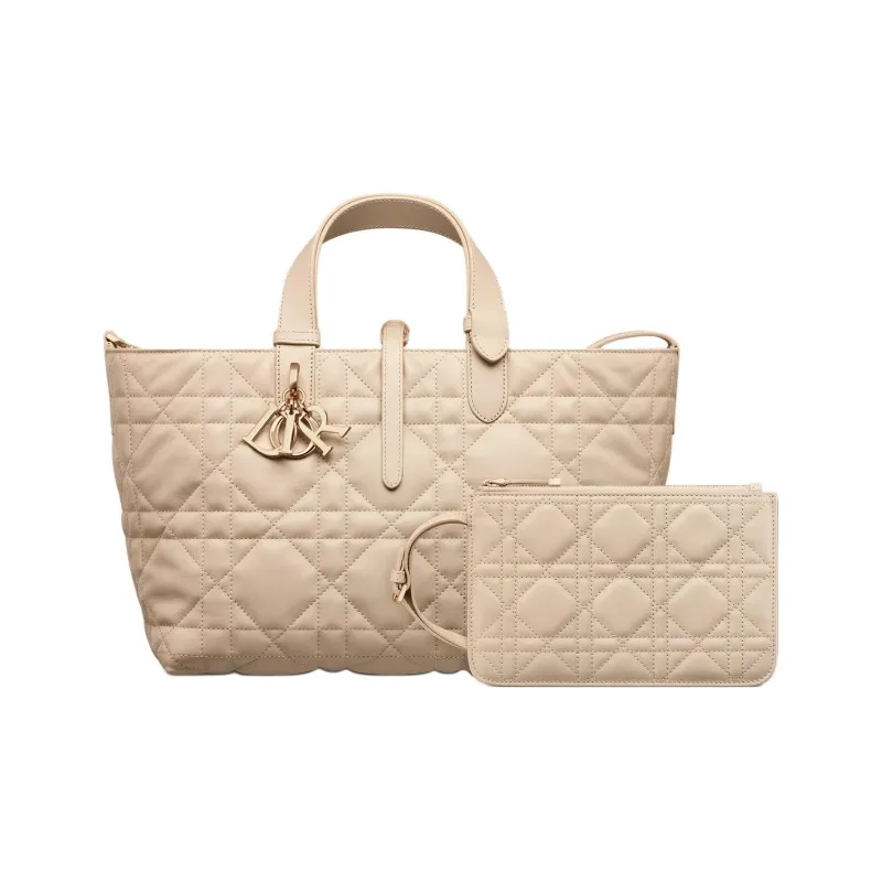 DIOR Toujours Cow Leather Native Bag, One Shoulder Handbag Medium Size Women's Pink Beige-2