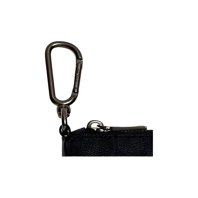 COACH L Zip Artificial Leather With Cow Leather Key Pouch Mini Unisex Charcoal Black-2