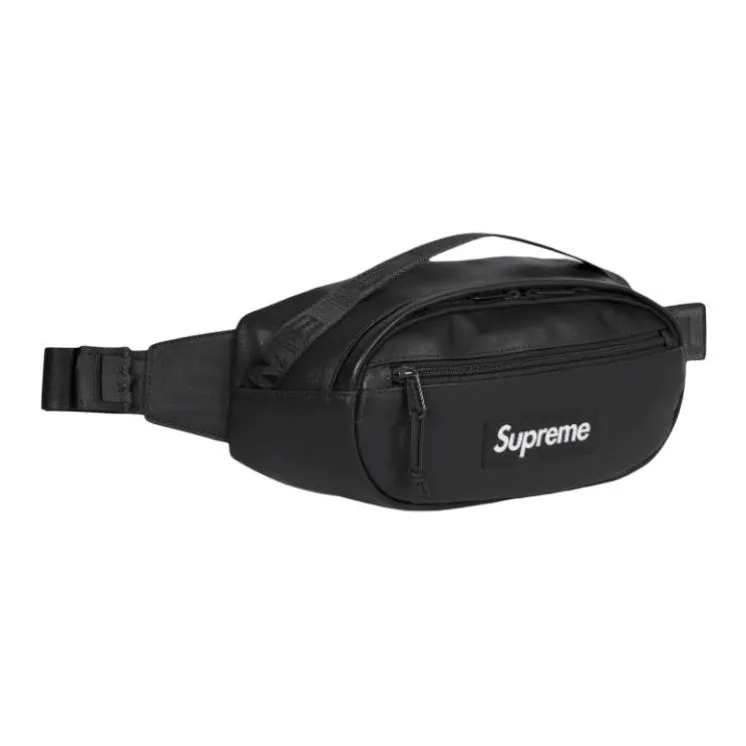 Supreme Cow Leather Fanny Pack Unisex Black-1