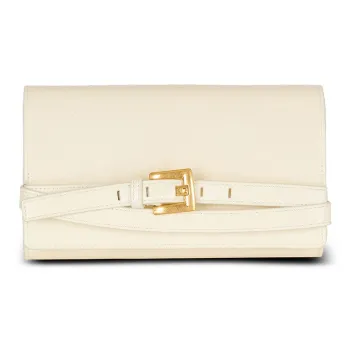 BALMAIN Calfskin Shoulder Bag, Crossbody Bag, Wallet Women's Beige