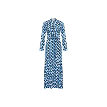 Diane Von Furstenberg SS25 Long Sleeved Dress Women's Blue