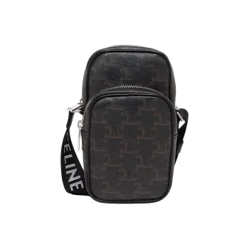CELINE Triomphe Leather Messenger Bag, Shoulder Bag, Crossbody Bag Mini Men's Yellow Brown