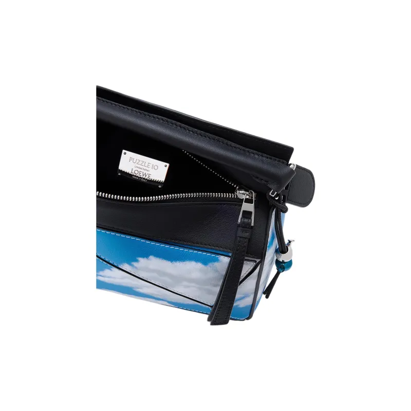 LOEWE Puzzle Nappa Cow Leather Shoulder Bag, Crossbody Bag, Handbag Trumpets Women's Black & Blue-7
