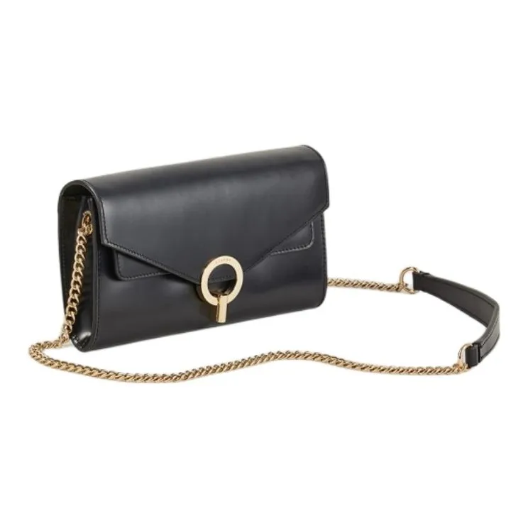 Sandro Cow Leather Shoulder Bag Trumpets Women's Black-1