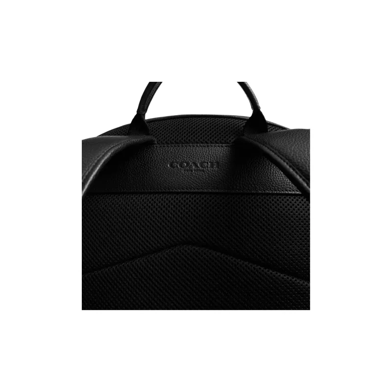COACH Charter Polished Pebble Grain Leather Backpack Tubas Unisex Black & Green-4