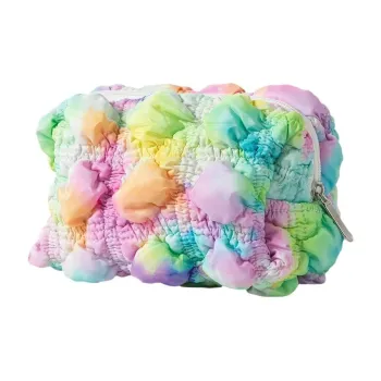 ZHIYIN Bubbles Grid Skincare Storage Bag, Women's Handheld Portable Square Cute Travel Toiletry Bag Make up Tools