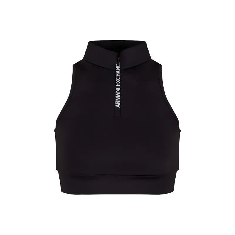 ARMANI EXCHANGE Branded Zip Puller Cropped Tank Top-0