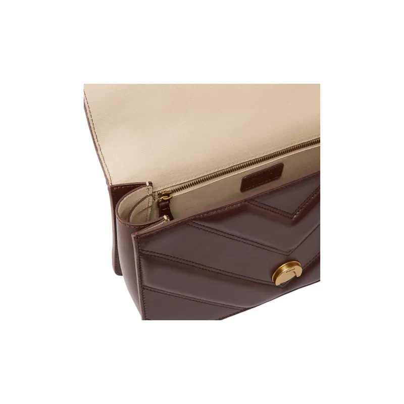 PINKO Love Bag Cow Leather Shoulder Bag Women's Chocolate Brown-3