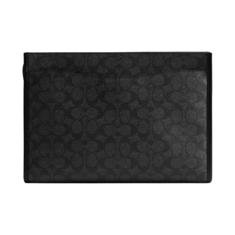 COACH CharterSignature Canvas Clutch Tubas Men's Charcoal Gray-1
