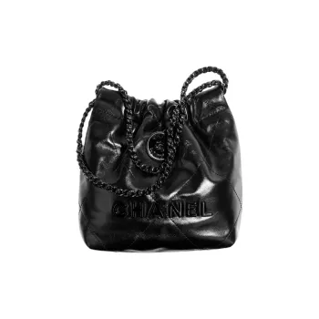 CHANEL 22Bag Shiny Calfskin Bucket Bag, Shoulder Bag, Crossbody Bag Mini Women's Black
