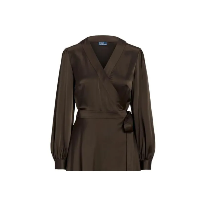 Polo Ralph Lauren Satin Midi Wrap Dress-3