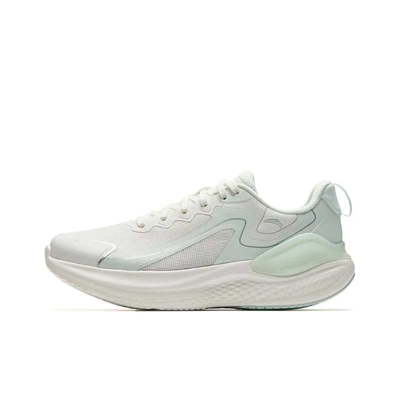 Anta Cloud Qidan Shock Absorbers Rebound Low Top Casual Running Shoes Women's White Green-0