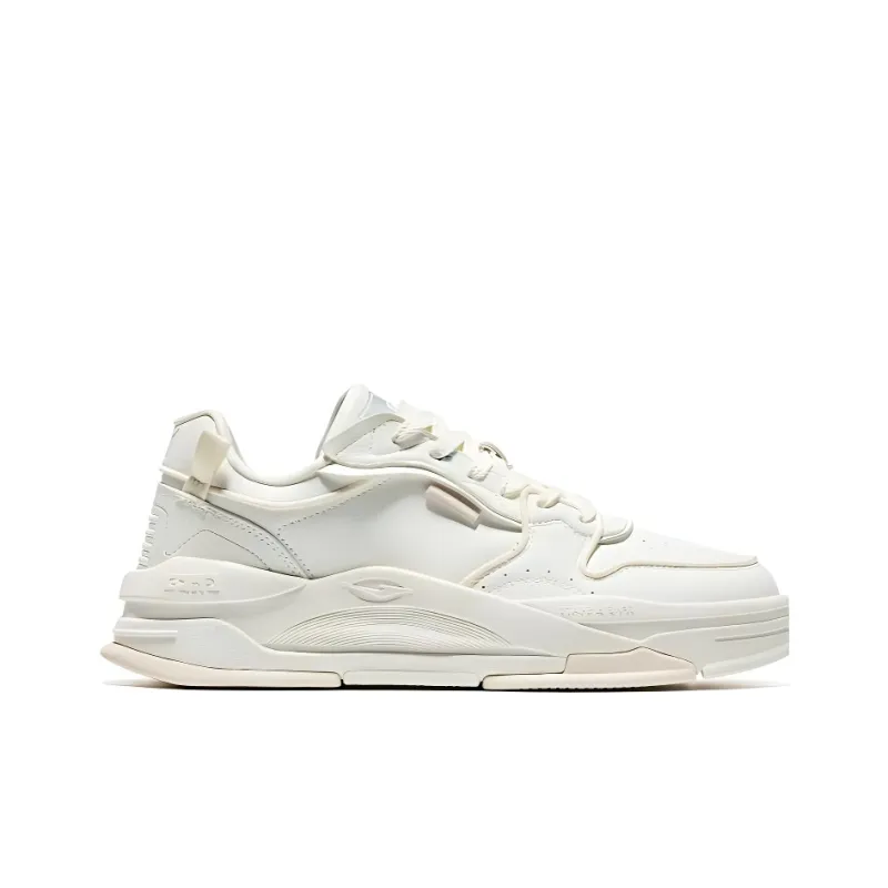 Erke White Peach Oolong Slip Resistant Cushioning Abrasion Resistant Low Top Skateboard Shoes Women's White-1
