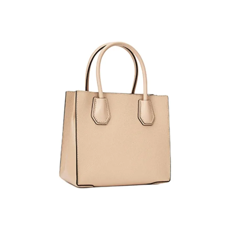 MICHAEL KORS Mercer Leather Trunk Bag, Handbag, Shoulder Bag, Crossbody Bag Women's Beige-1