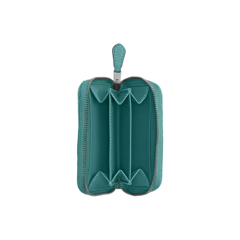 COACH Denim Fabric Card Holder Trumpets Women's Blue Green-2