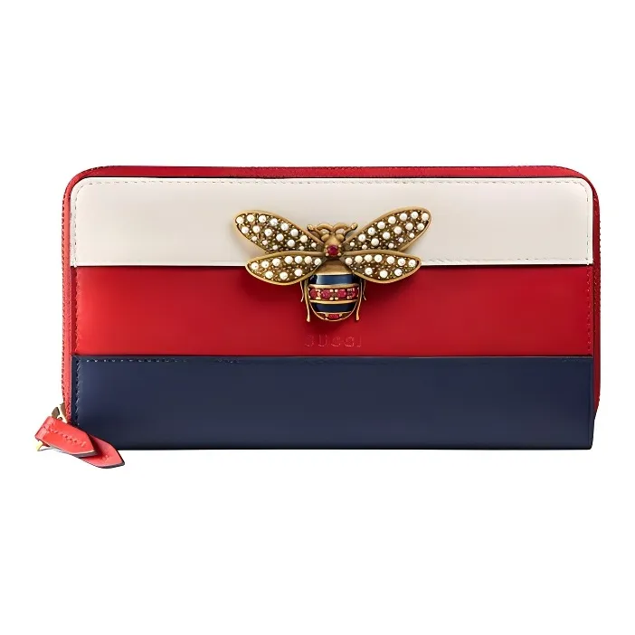 GUCCI Queen Margaret Leather Wallet Women's Red White Blue Multicolor-0