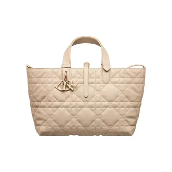 DIOR Toujours Cow Leather Native Bag, One Shoulder Handbag Medium Size Women's Pink Beige