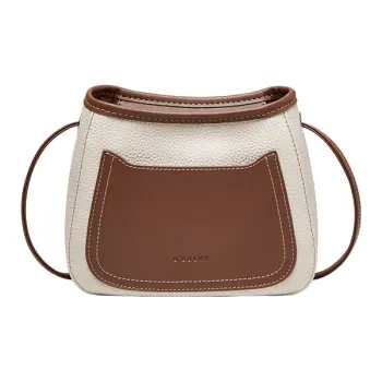 Narandu Cow Leather With Synthetic Leather Crossbody Bag, Shoulder Bag Mini Women's White & Brown/Midnight Black